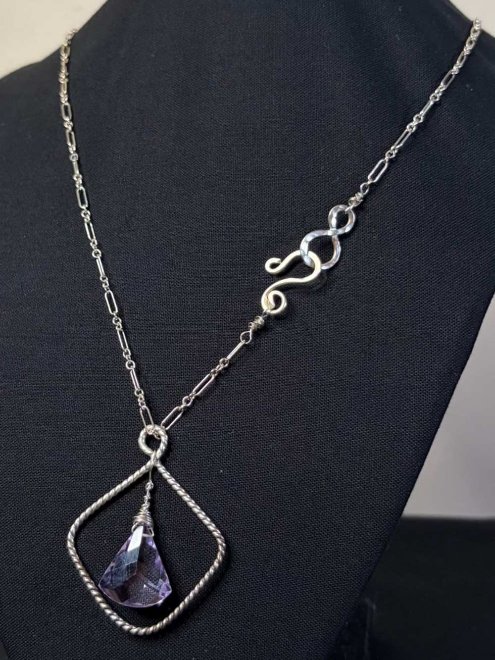 Sterling Silver Amethyst Artisan Hand Crafted Necklace - Picture 6 of 7